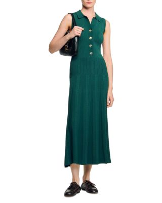 Polo Neck Rib Knit Dress