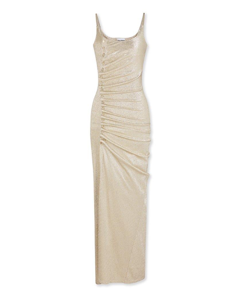 Rabanne Gathered Lurex Maxi Dress In Neutral
