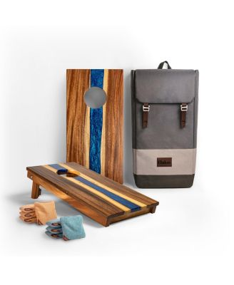 1ft x 2ft River Epoxy Resin with Live Edge Acacia Pathfinder ART Cornhole Board Sets