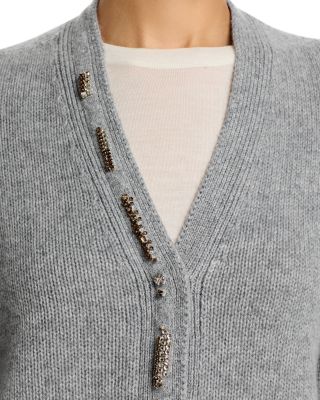 Wool Blend Rhinestone Cropped Cardigan