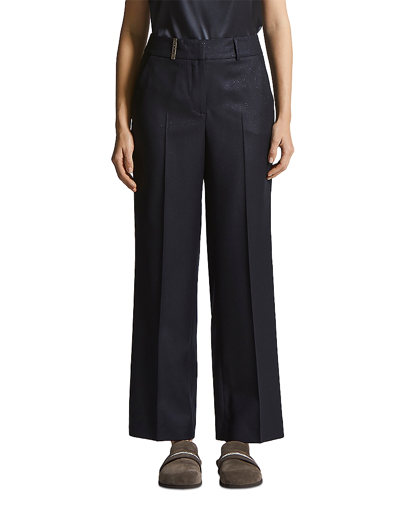 Peserico Metallic Wide Leg Pants In Black