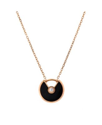 Pre-Owned Cartier - XS Amulette de Cartier Pendant Necklace 18K Rose Gold with Onyx and Diamond