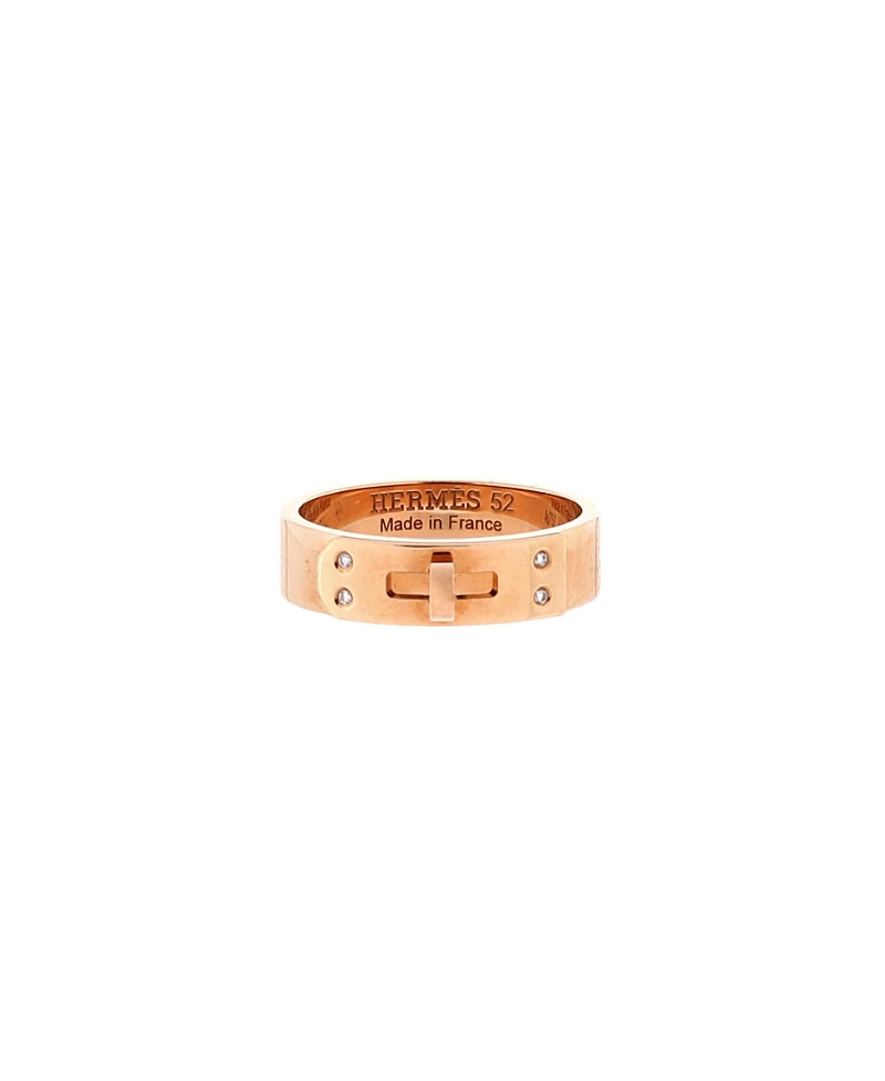 Pre-owned Pre-owned Hermes Hermes Pm Kelly Ring 18k Rose Gold With Diamonds