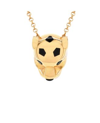 Pre-Owned Cartier - Panthere de Cartier Head Pendant Necklace 18K Gold with Onyx and Tsavorite