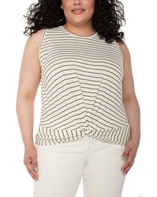 Sleeveless Crewneck Twist Front Knit Top