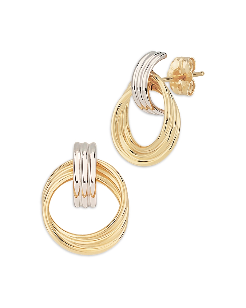 Alberto Amati 14k White & Yellow Gold Grooved Doorknocker Drop Earrings In Gold