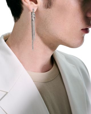 Sterling Silver Love Knot Chain Drop Earrings