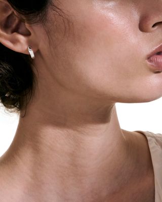 Sterling Silver Surf Huggie Hoop Earrings