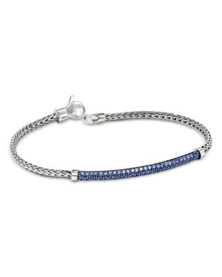 JH Essentials Sterling Silver Blue Sapphire Pav&eacute; Bracelet