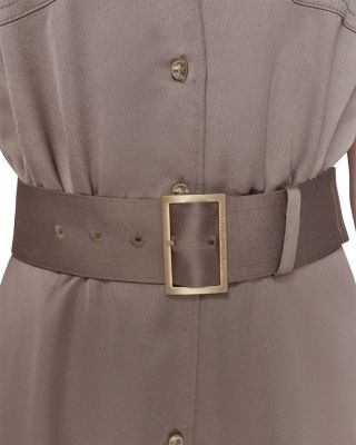 Satin Belted Midi Shirtdress