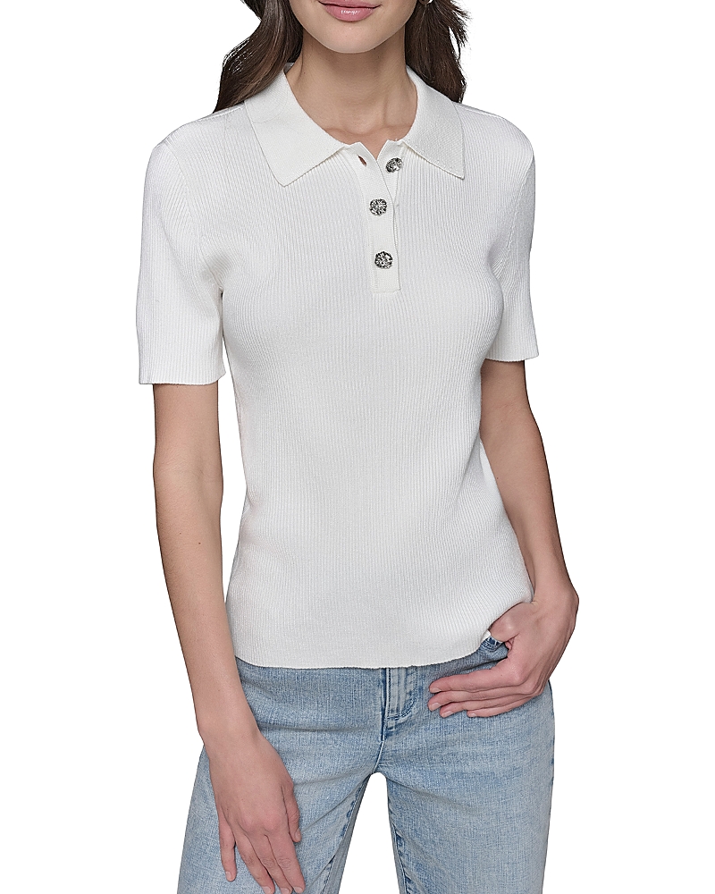 Karl Lagerfeld Polo Collar Sweater In White