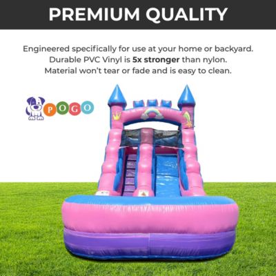  Inflatable Water Slide Without Blower Foot Backyard Inflatable Slide for Summer Fun - Slide with Water Pool for Kids