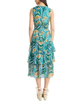 Printed Ruffled Midi Dress