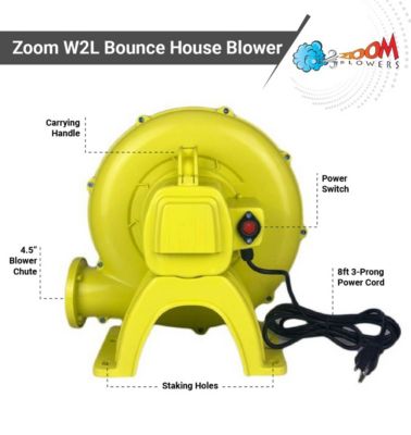  Portable Air Pump for Inflatables - 1/2 hp Energy Efficient High Power Compact Residential Air Blower for Bounce Houses and Slides