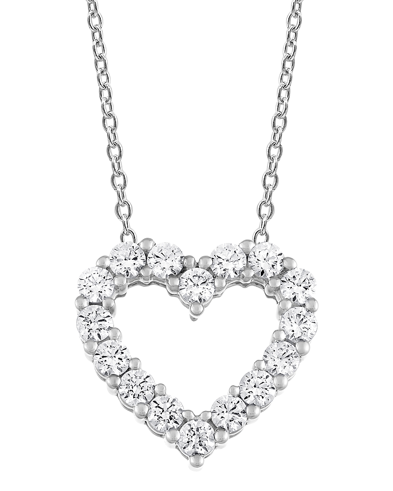 Bloomingdale's Fine Collection Diamond Heart Pendant Necklace In 14k White Gold, 2.0 Ct. T. W.