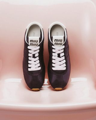 スニーカー MIU MIU Women Sneakers MIU MIU Pink And White Glitter Platform Sneakers With Logo