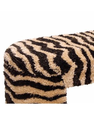 Zebra Brown Striped Tufted Bench
