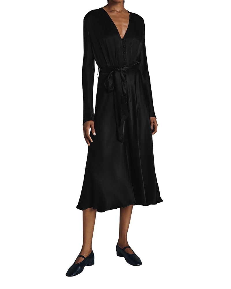 Ghost London Meryl Satin Midi Dress In Black
