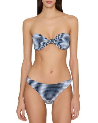 Textured Striped Bandeau Bikini Top