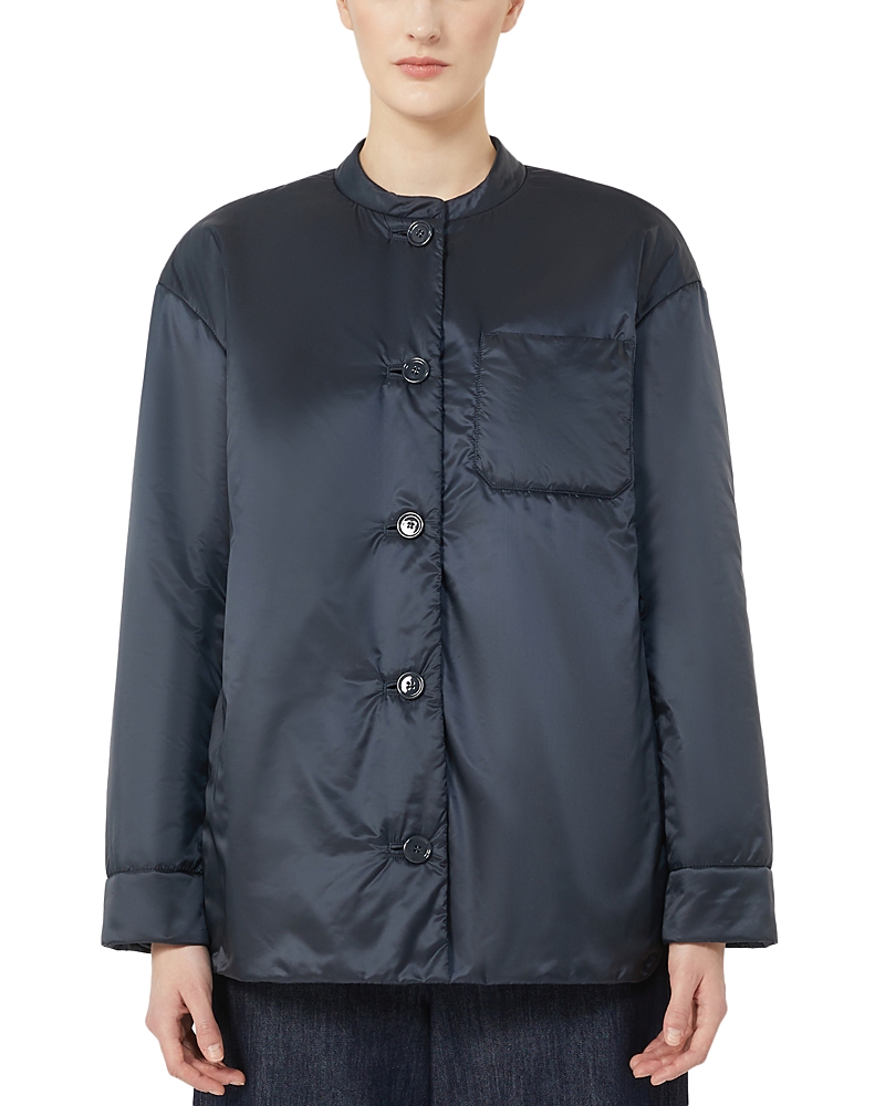 Max Mara Padded Shirt Jacket In Water-repellent Canvas In Blue