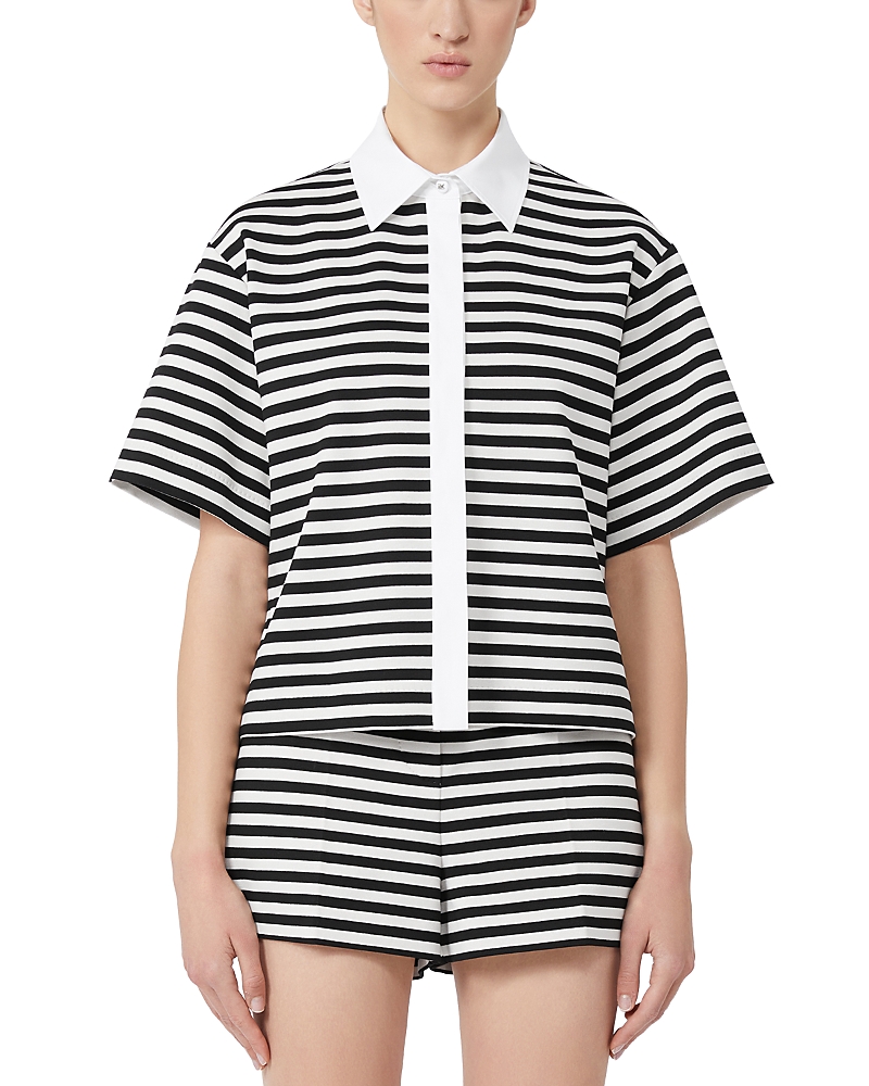 Max Mara Wilson Striped Jersey Knit Top In White