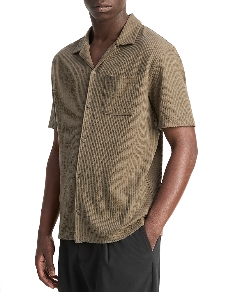 Vince Regular Fit Seersucker Cuban Shirt In Green