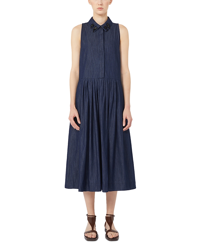 Max Mara Elena Midnight Blue Cotton Dress In Blue