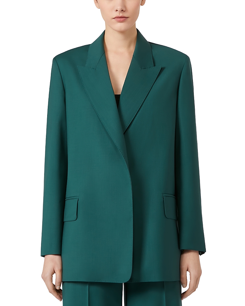 Max Mara Wool Peak Lapel Blazer In Green