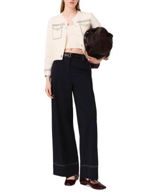 Topstitched Cropped Cardigan