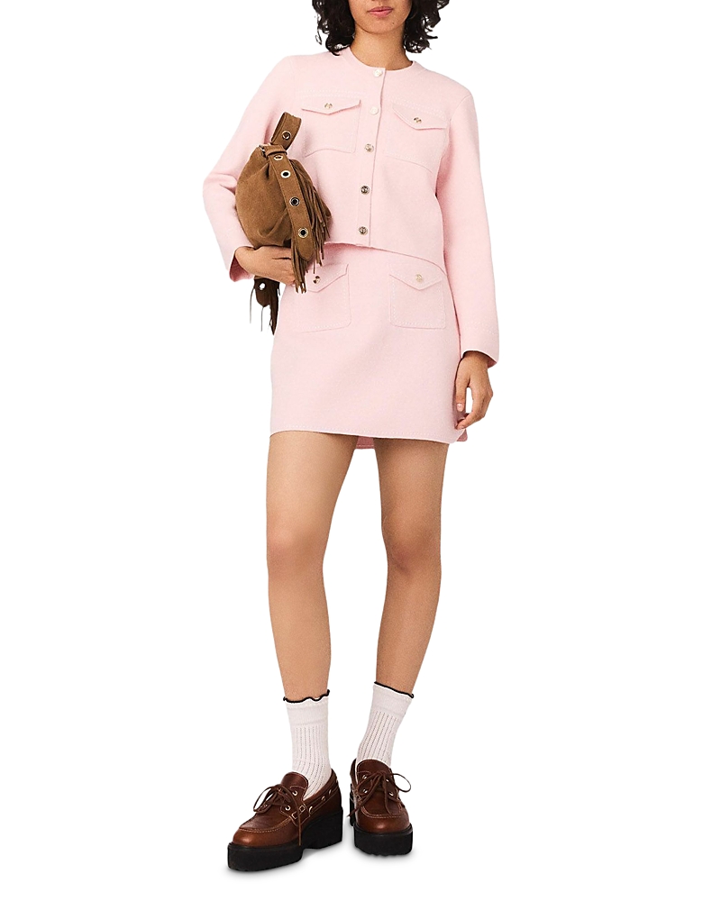 Maje Short Topstitched Knit Skirt Maje Short Topstitched Knit Skirt