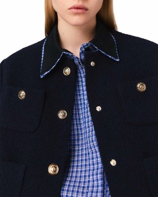 Cropped Tweed Jacket With Removable Collar
