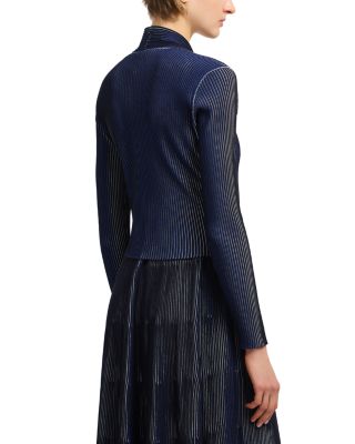 Bicolor Ribbed Striped Cardigan Sweater