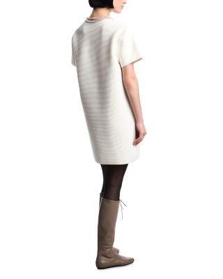 Ottoman Stitch Knit Dress with Fringe Details