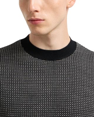 Regular Fit Geometric Jacquard Short Sleeve Sweater
