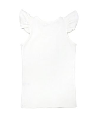 Girls' Flutter Sleeve "three" Pink Sparkle Embroidered Tank - Little Kid