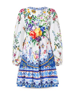 Tie Front Blouson Sleeve Mini Dress