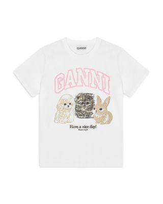 GANNI - Animal Print Graphic Tee