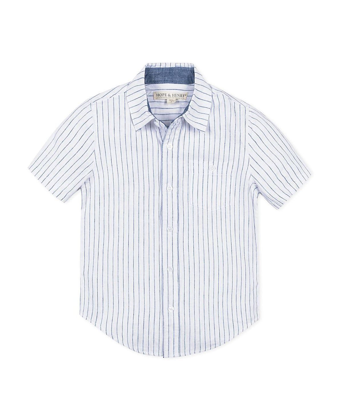 Hope & Henry Unisex Hope & Henry Boys' Linen Short Sleeve Button Down Shirt