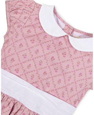 Girls' Organic Short Sleeve Sateen Dress with Peter Pan Collar - Little Kid, Big Kid