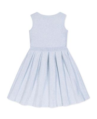  Heirloom Girls' Organic Sleeveless Pleated Sweater Dress with Bow - Little Kid, Big Kid