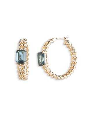 Stone Chain Hoop Earrings