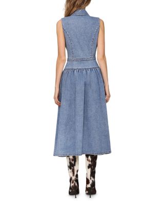 Sleeveless Snap Front Midi Dress