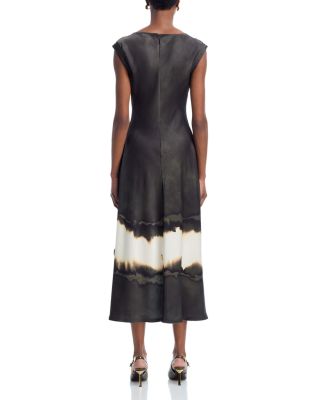 Burned Stripe Satin Midi Dress