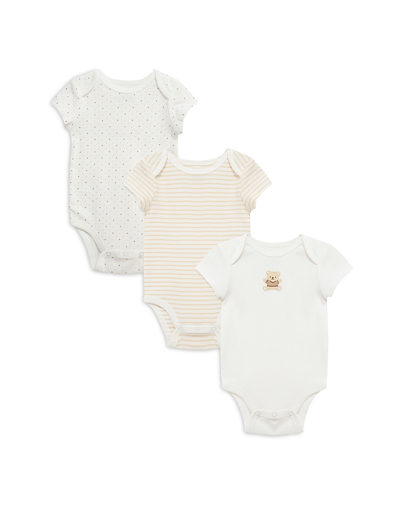 Little Me Unisex Gentle Bear Bodysuit, Pack Of 3 - Baby In Neutral