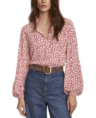 Mint Velvet - Women's Lips Print Crop Shirt