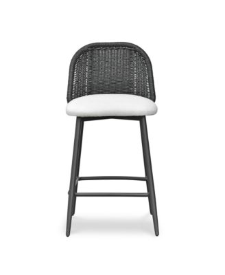 Alexa Rattan Performance Fabric Outdoor Counter Stool