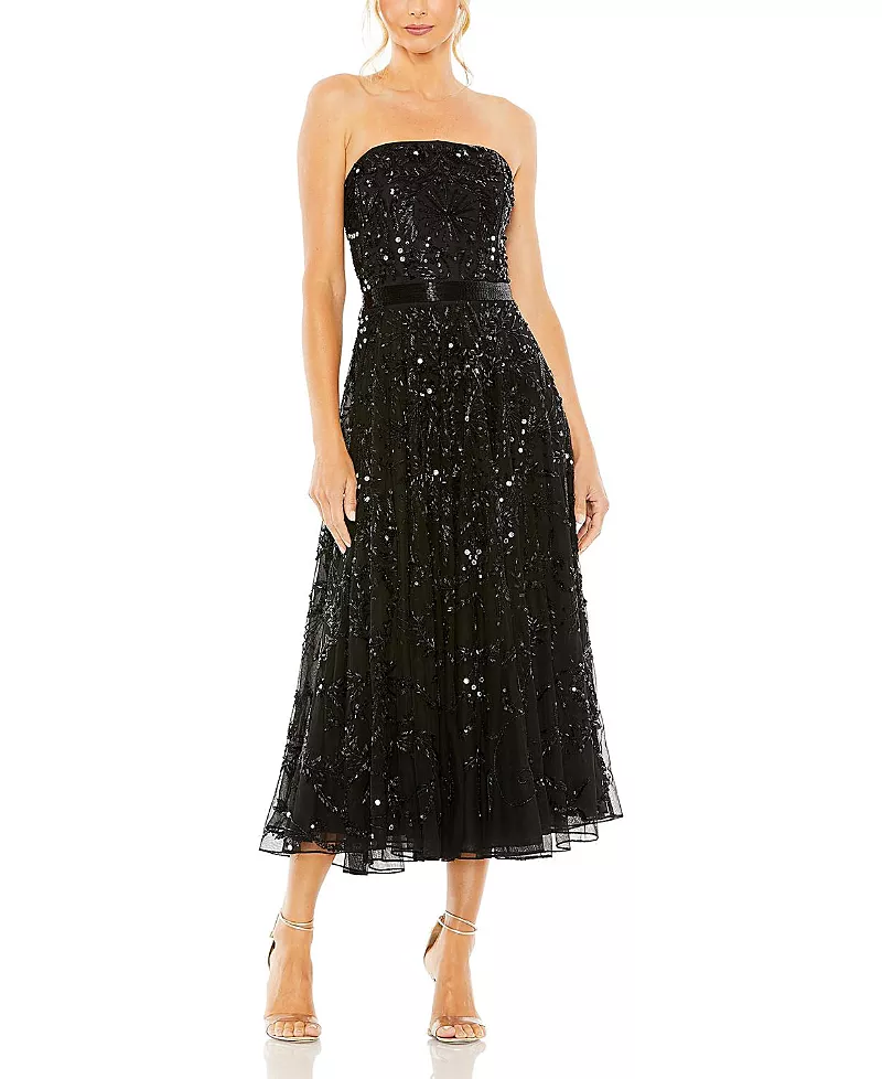 Mac Duggal Strapless Embellished A Line Dress