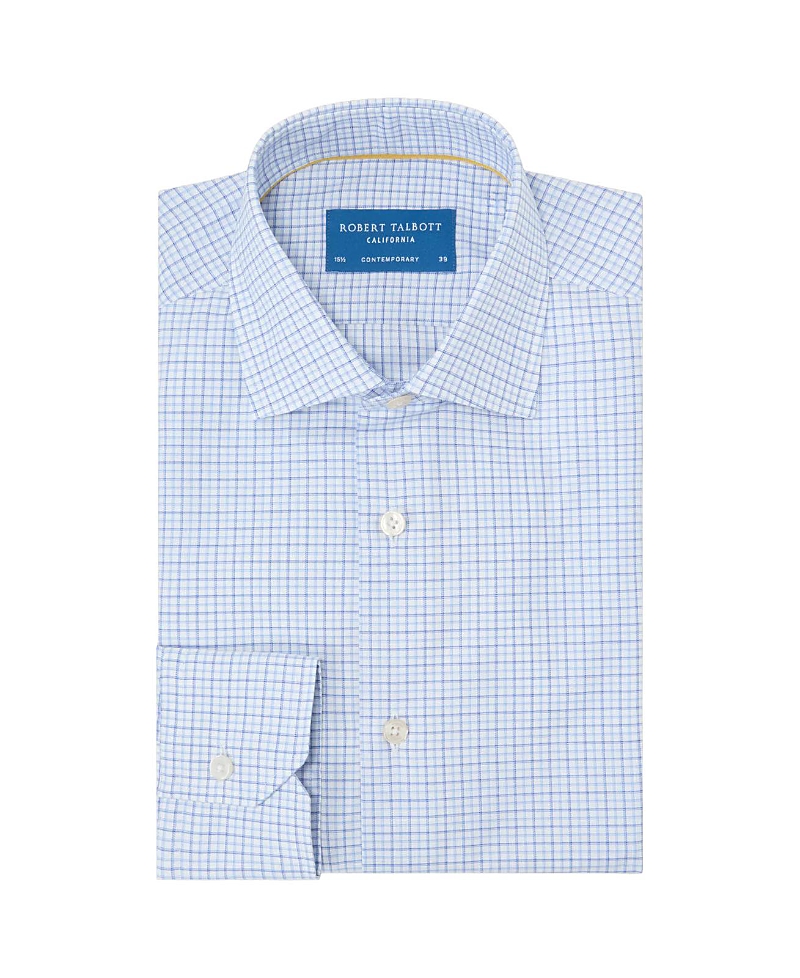 Robert Talbott Reynolds Mini Tattersall Contemporary Fit Shirt In Blue