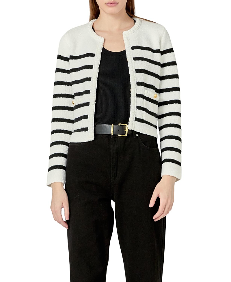 English Factory Women's Braided Stripe Cardigan