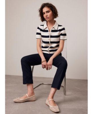 Women's Stripe Collar Knit Cardigan Top